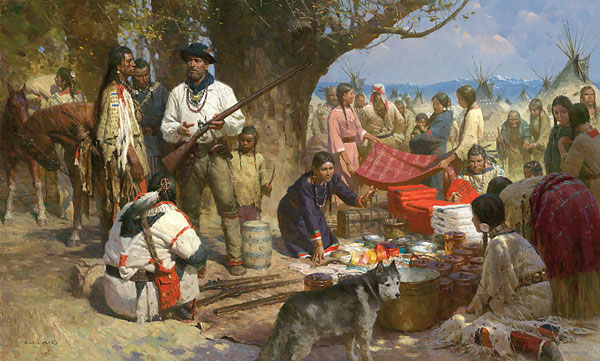 "Trading With the Blackfeet, Montana Territory, 1860" Z. S. Liang Canvas